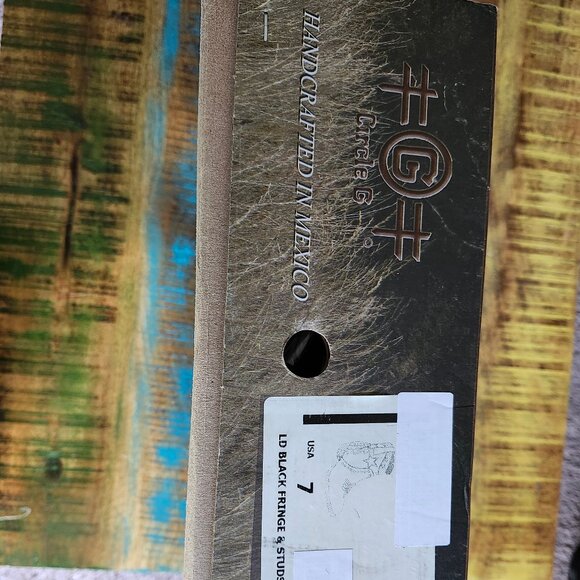 Circle G by Corral distressed black fringe studs and stars booties. - Picture 4 of 4